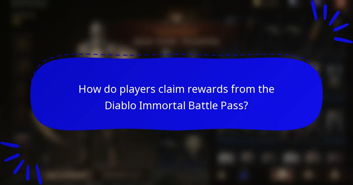How do players claim rewards from the Diablo Immortal Battle Pass?