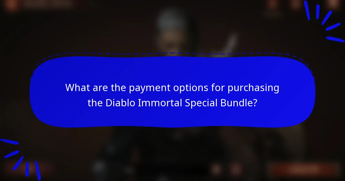 What are the payment options for purchasing the Diablo Immortal Special Bundle?