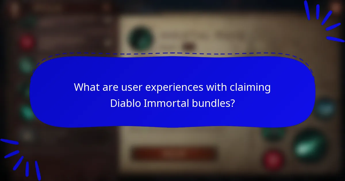What are user experiences with claiming Diablo Immortal bundles?