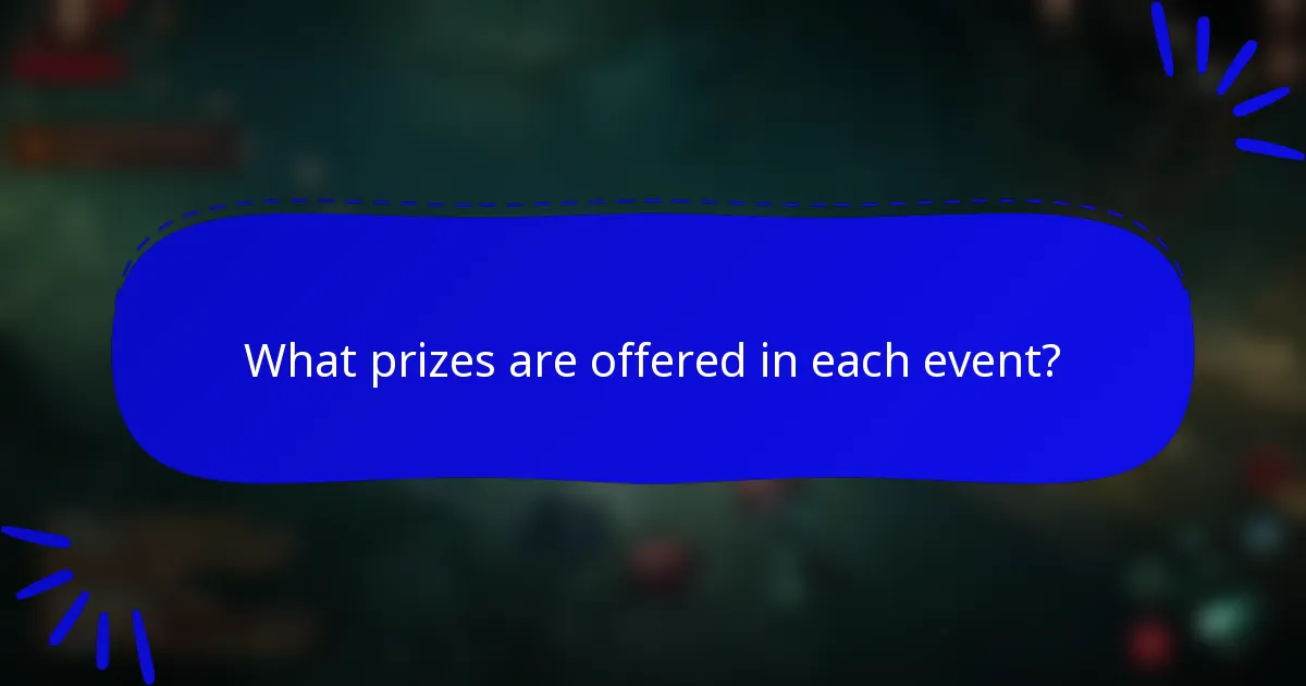 What prizes are offered in each event?