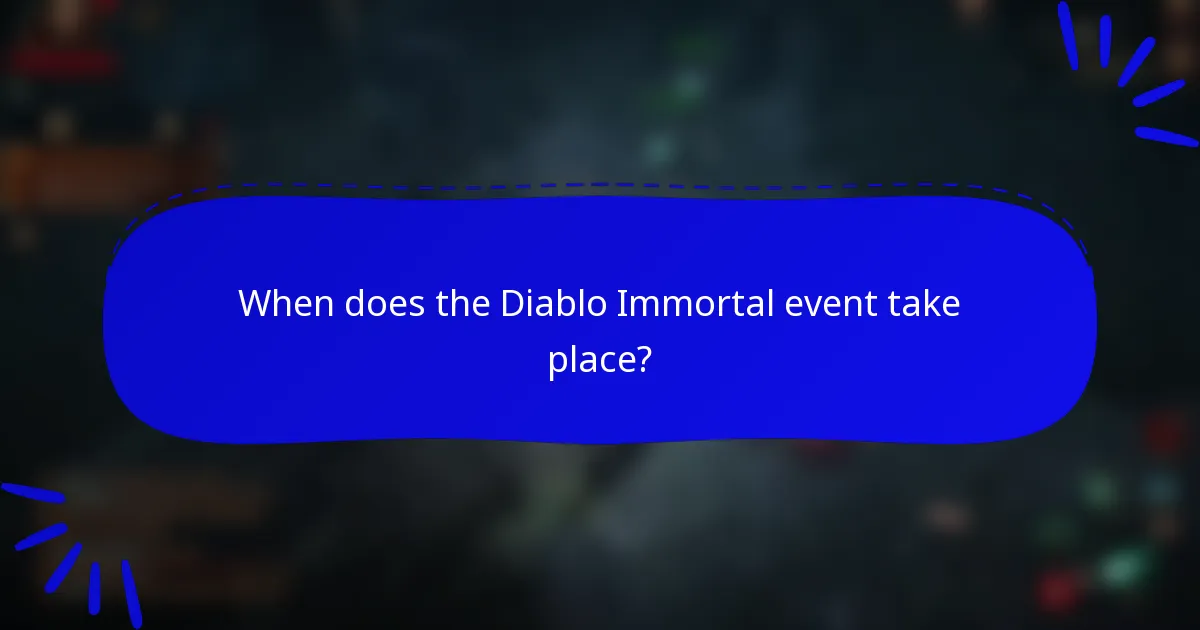 When does the Diablo Immortal event take place?