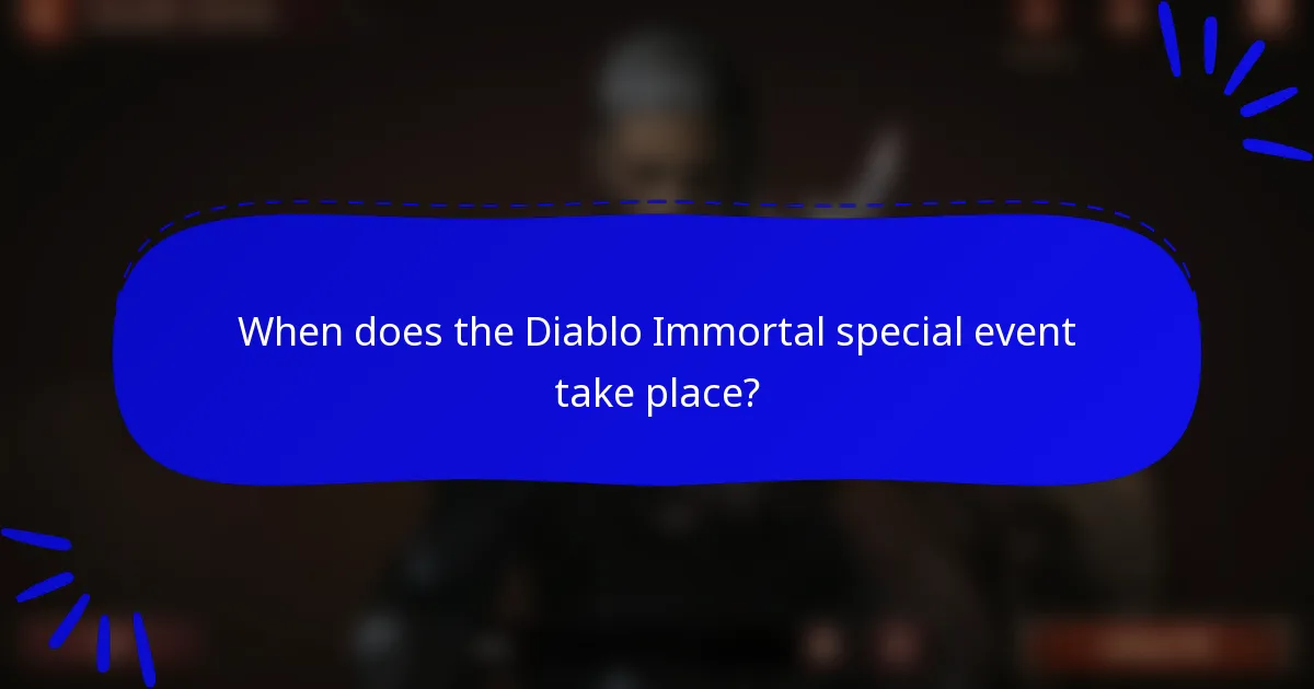 When does the Diablo Immortal special event take place?