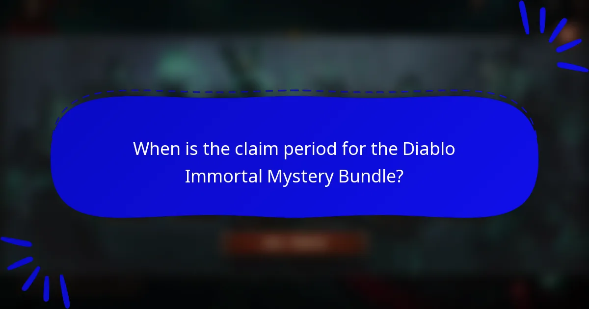 When is the claim period for the Diablo Immortal Mystery Bundle?